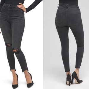 NWT Good American high rise good waist crop raw step hem skinny jeans